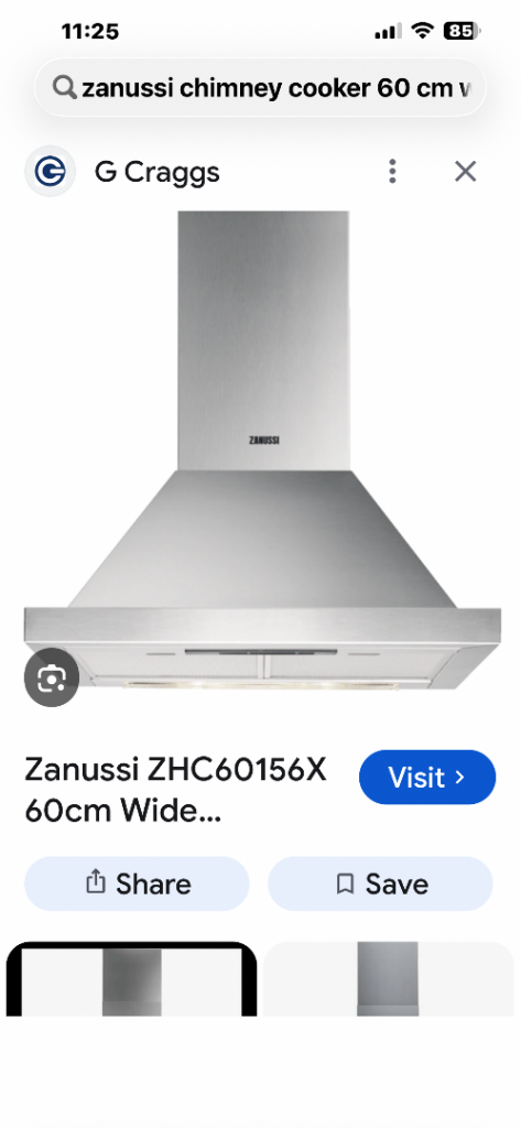 Zanussi cooker hood and splashback 