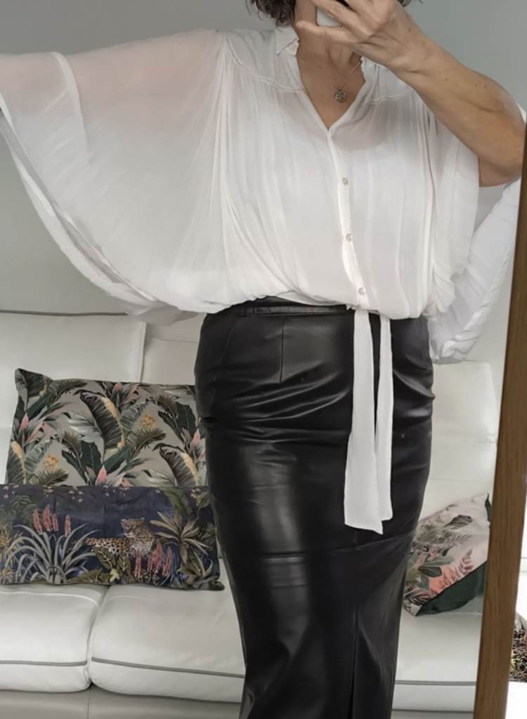 Genuine soft leather maxi skirt, black, never used - Size 12
