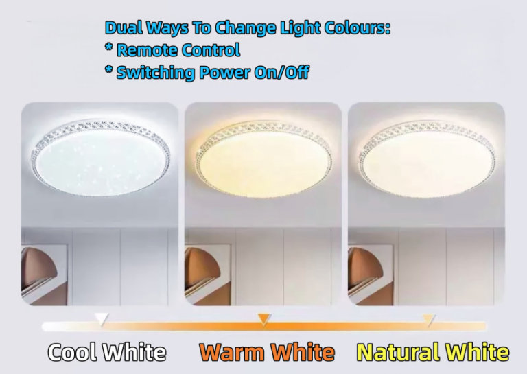 36W 33cm Diameter LED Ceiling Light, CCT Colour Changing, Cool White / Warm White / Natural White