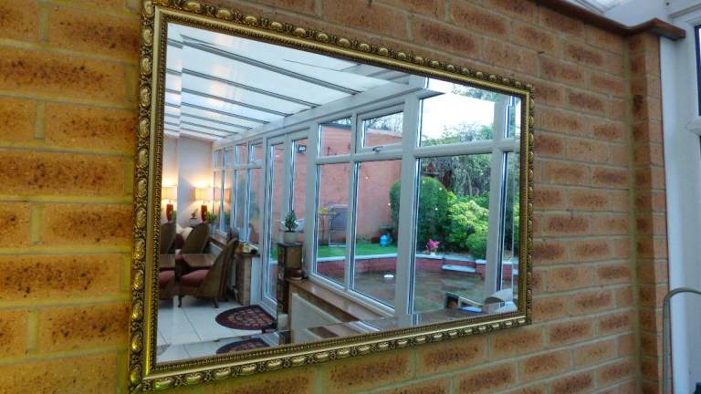 Large Vintage Gold Gilt Ornate Mantel Wall Mirror 88cm x 58 cm