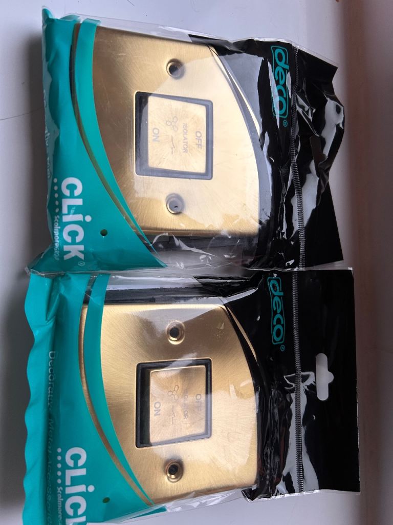 2 x brand new satin brass bathroom isolator switch 