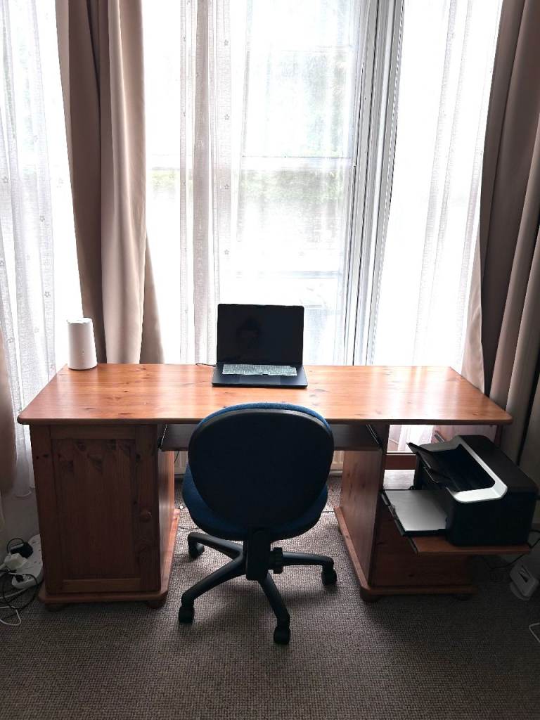 Solid Wood Desk + Office Chair – Free