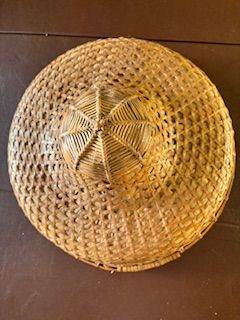Vintage Asian/Chinese Rice Patty Hat Woven Bamboo  