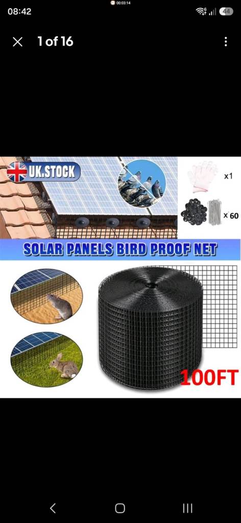 Solar Panel Bird Proofing Kit – Mesh Roll, Clips & Gloves (Brand New)