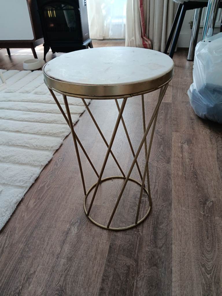 Marble and gold small side table or planter holder
