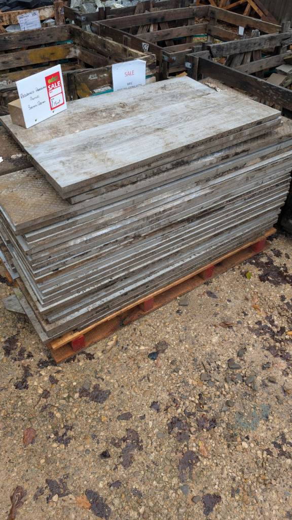 Reclaimed porcelain paving