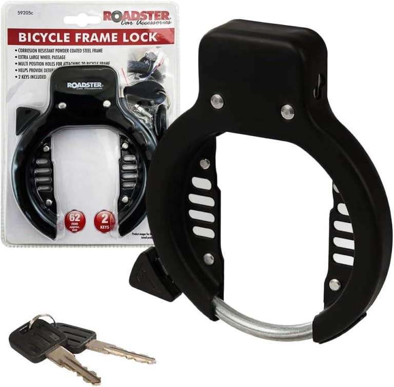 Heavy Duty Bicycle Frame & Wheel Clamp Lock - Anti-Theft Security Bike Lock