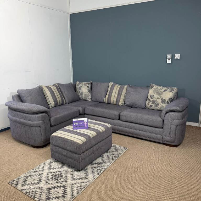 🛋️ Large Grey/Purple dfs Fabric Corner Sofa - FREE DELIVERY 🚚