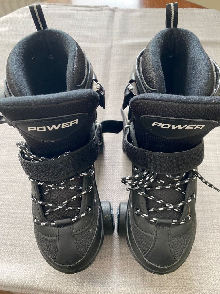 POWER Quad Skates - Black, UK Size 3-6