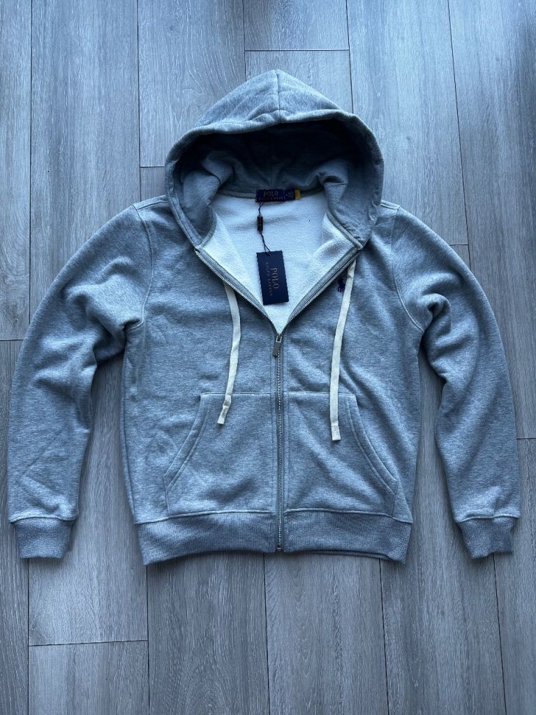 ralph lauren zip up grey hoodie
