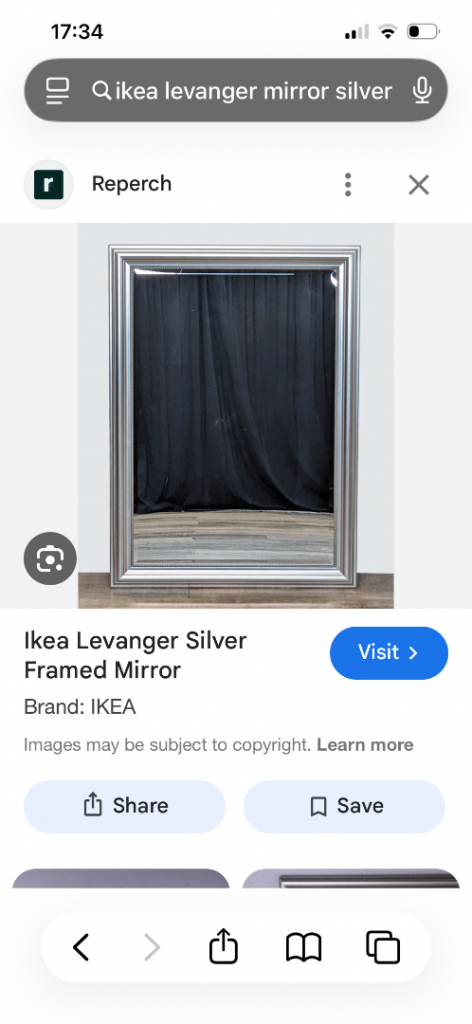 IKEA large silver mirror 94x130