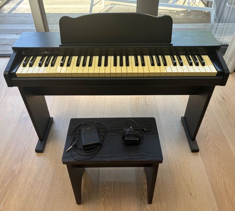 Black Junior Digital Piano with Stool, Foot Pedal and Power Adaptor