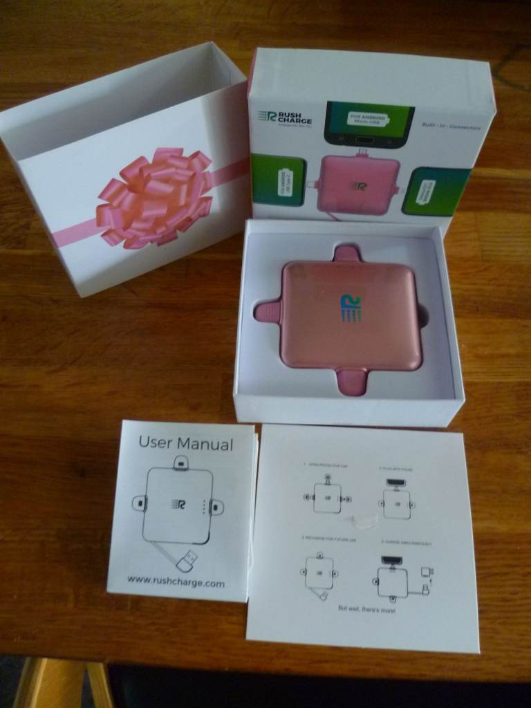 Pink Rush Charge Portable 3-in1 Power bank Charger