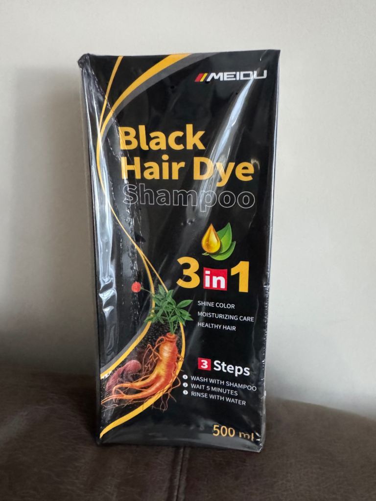 MEIDU Black Hair Dye Shampoo 3-in-1, 500ml – New and Unused