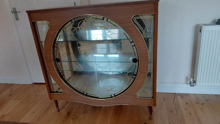 Vintage 1960s Denmor Mid-Century Glass Display / Cocktail Cabinet