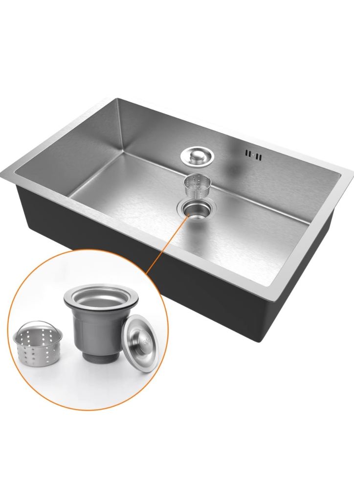 Ibergrif Stainless Steel Sink, 70 x 44cm, Undermount Single Bowl with Drainer