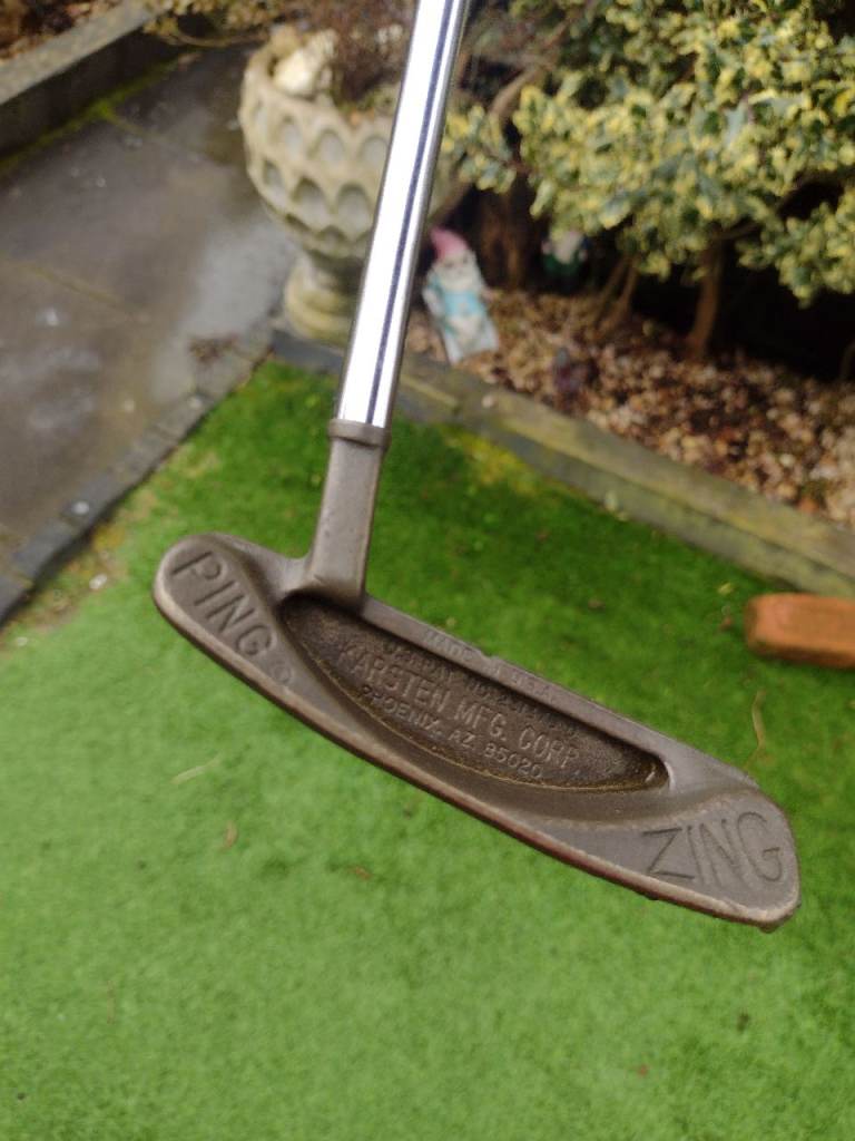 NICE PING ZING KARSTEN BALATA STYLE GOLF CLUB PUTTER WITH JUMBO LAMKIN GRIP AND HEADCOVER 34INCH