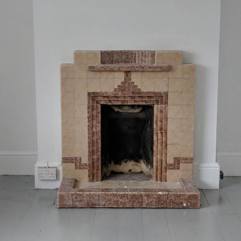 Art deco 20th century tiled fireplace