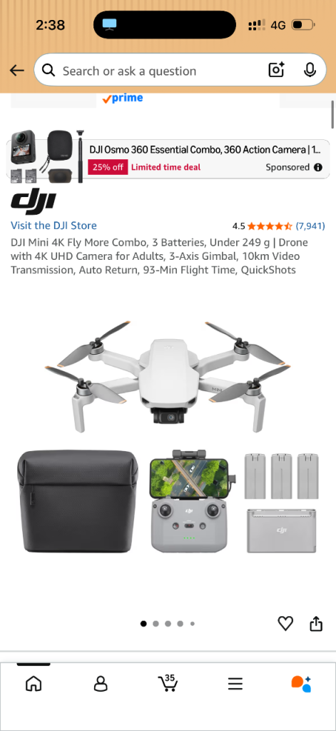 DJI Mini 4K Fly More Combo Drone with 3 Batteries