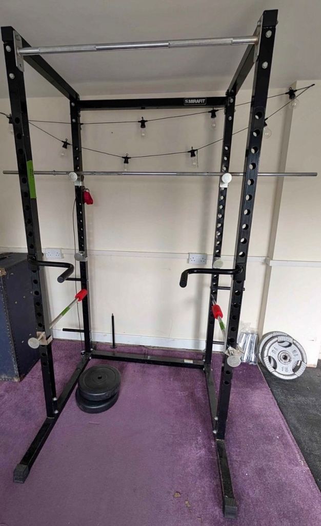 Mirafit M2 Power Rack Home Gym Package – Pulley System, Dip Bars & 20KG Barbell
