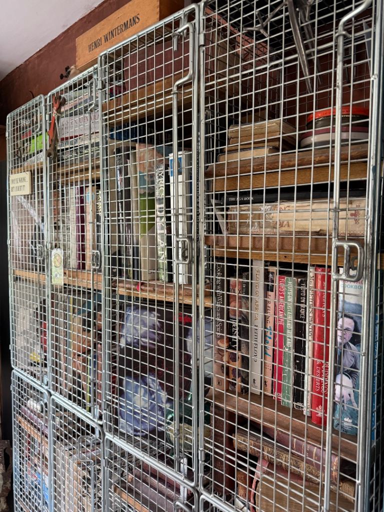 Two Industrial Wire Mesh Storage Unit / Bookcase with Wooden Shelves ...