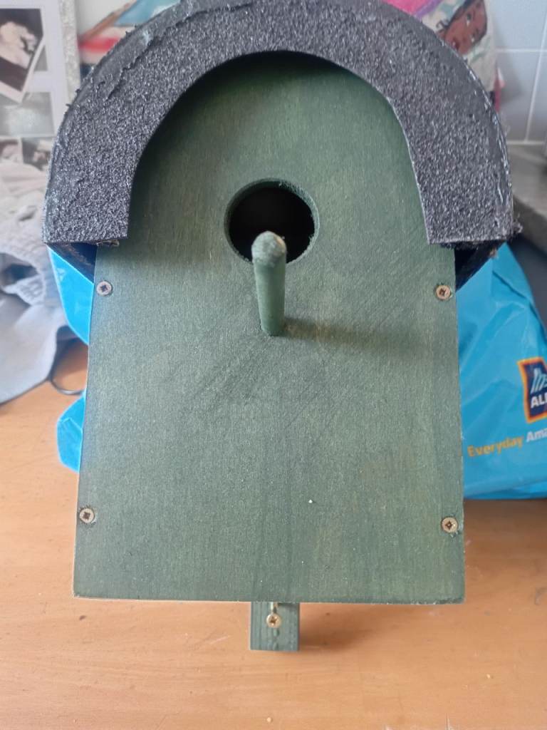 Wooden Bird Box - Green, Good Condition