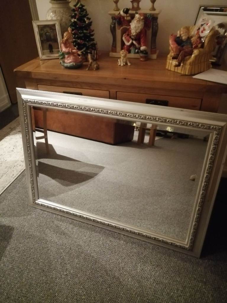 image for Silver framed wall mirror