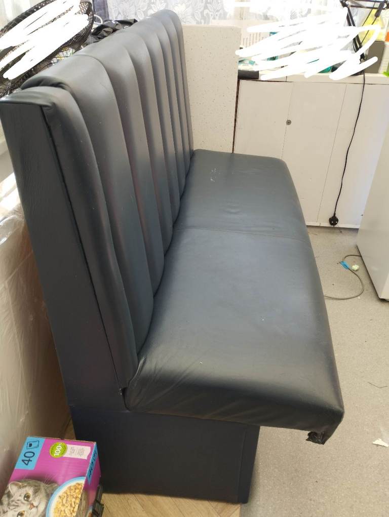 FREE Blue Faux Leather Booth Seating Bench Sofa Fair Condition for Sale
