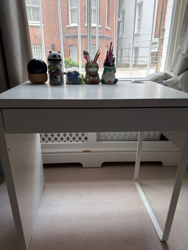 White Desk with Drawer – Compact Home Office / Study