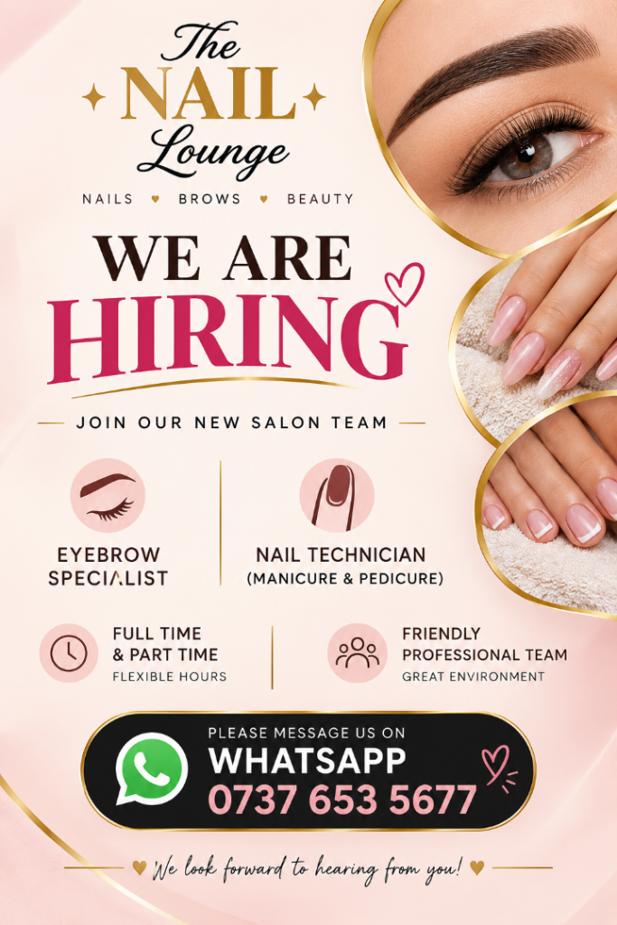 Nail Lounge Hiring - Eyebrow Specialist & Nail Technician