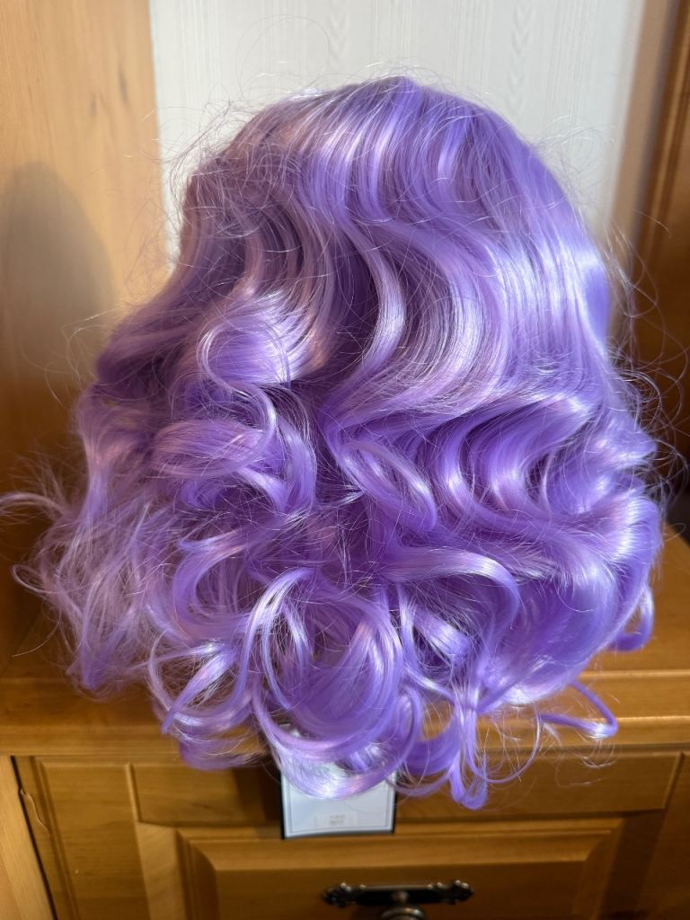 Purple curly heat resistant synthetic wig 13”