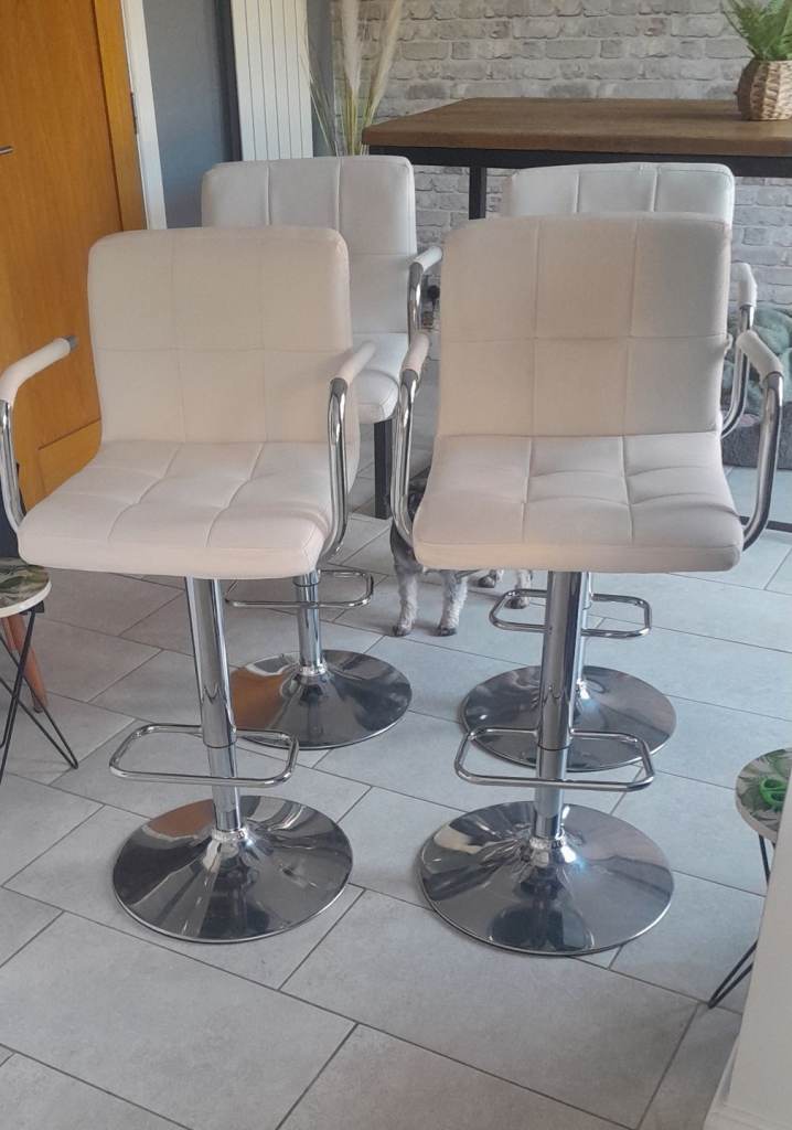 Set 4 leather gas pump chairs