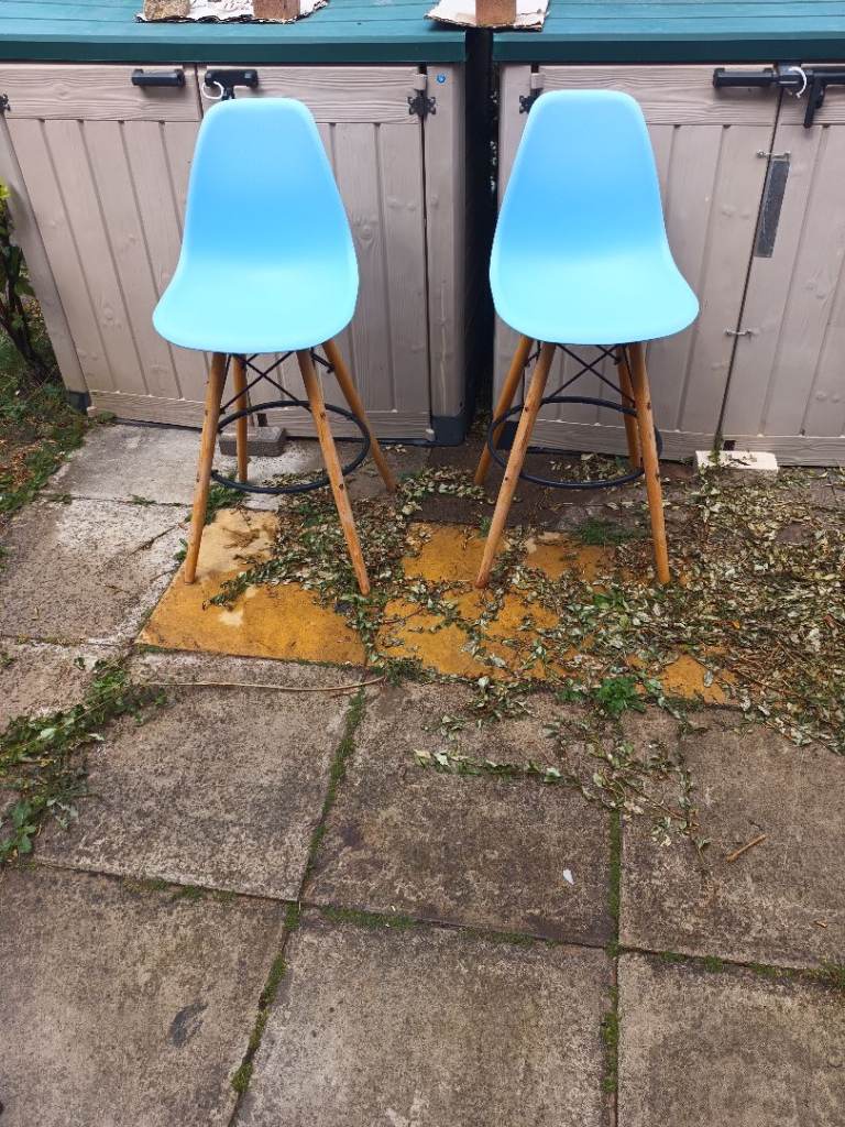 Pair of Blue Bar Stools / Chairs - Good Condition