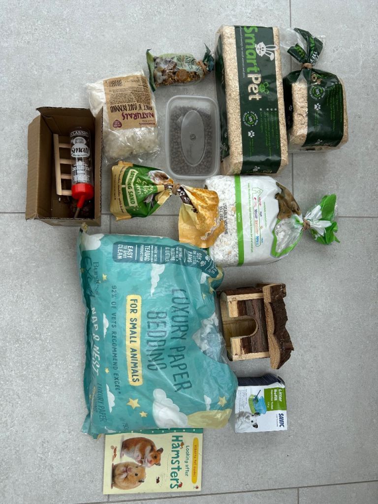 Hamster Kit - food, bedding, treats, toys, bottle, book etc
