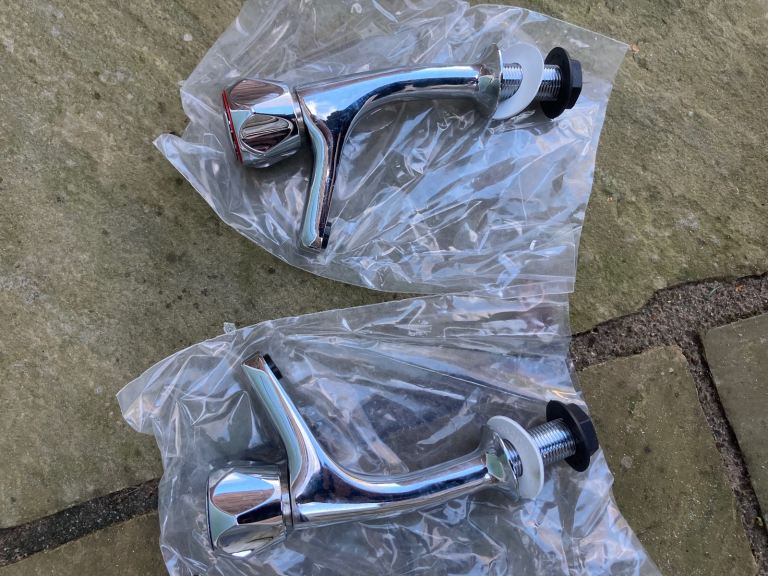 image for Ambassador envoy chrome sink pillar taps set brand new