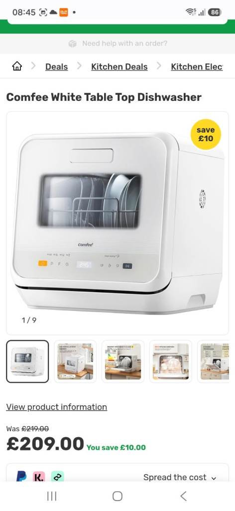 Comfee White Table Top Dishwasher - Brand New
