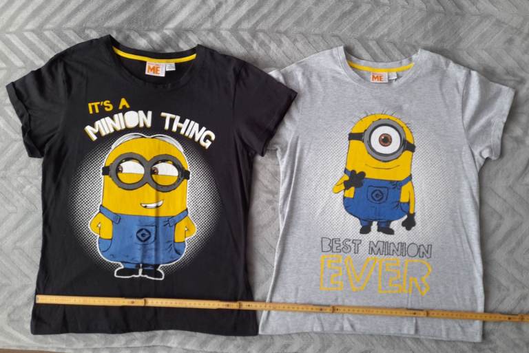 2 x MINION  DESPICABLE ME  T - Shirts black/grey, Size 10-12, S