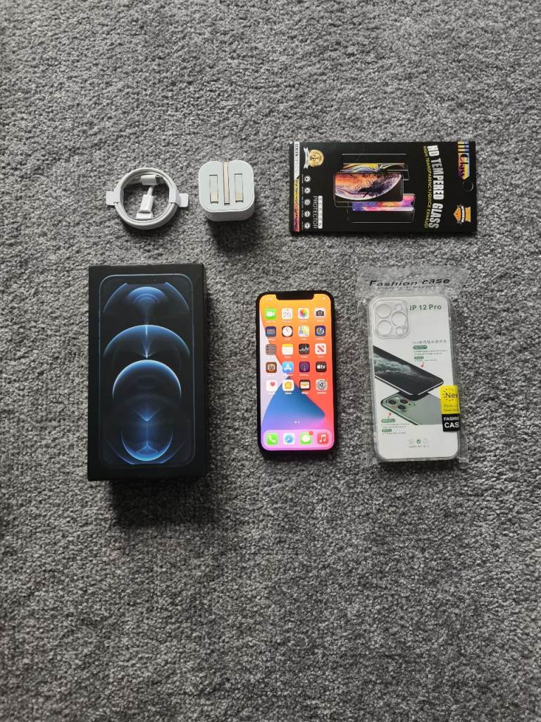 Iphone 12 Pro 5G Bundle 95% Batt 128GB Unlocked Warranty Blue I Phone