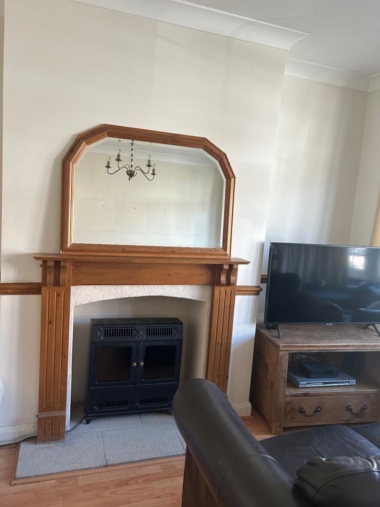 Laura Ashley solid wood over fire place mirror in excellent condition 