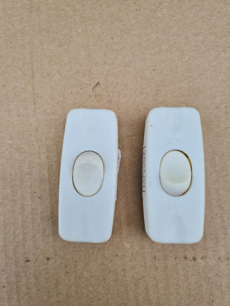 2 x Inline White Electrical Switches. 240v 10A. Used.