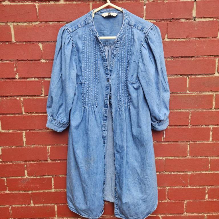 F&F Blue Denim Button-Up Dress - UK 10, Good Condition