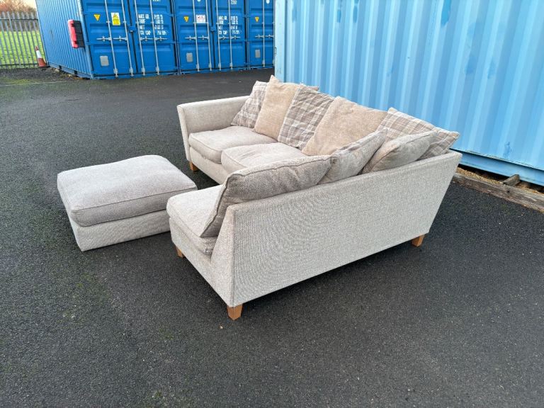 Beige L Shape corner sofa with matching footstool DELIVERY AVAILABLE