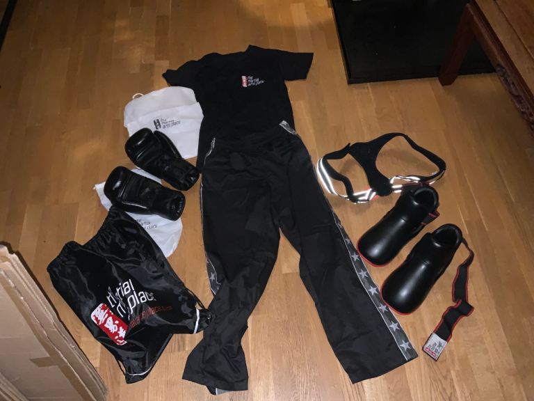 Full size S kick boxing kit from Swiss Cottage Dojo