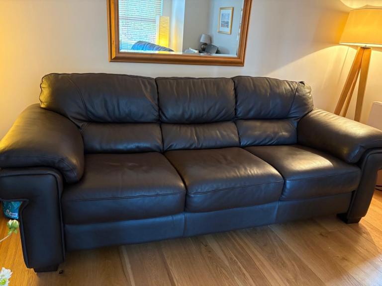 2 Brown Leather Sofas
