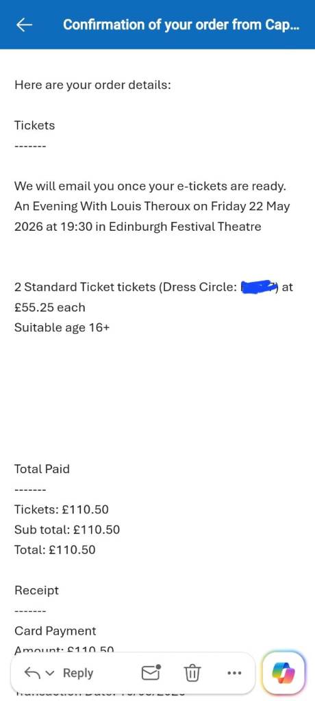 2 Louis Theroux Tickets for tomorrow night
