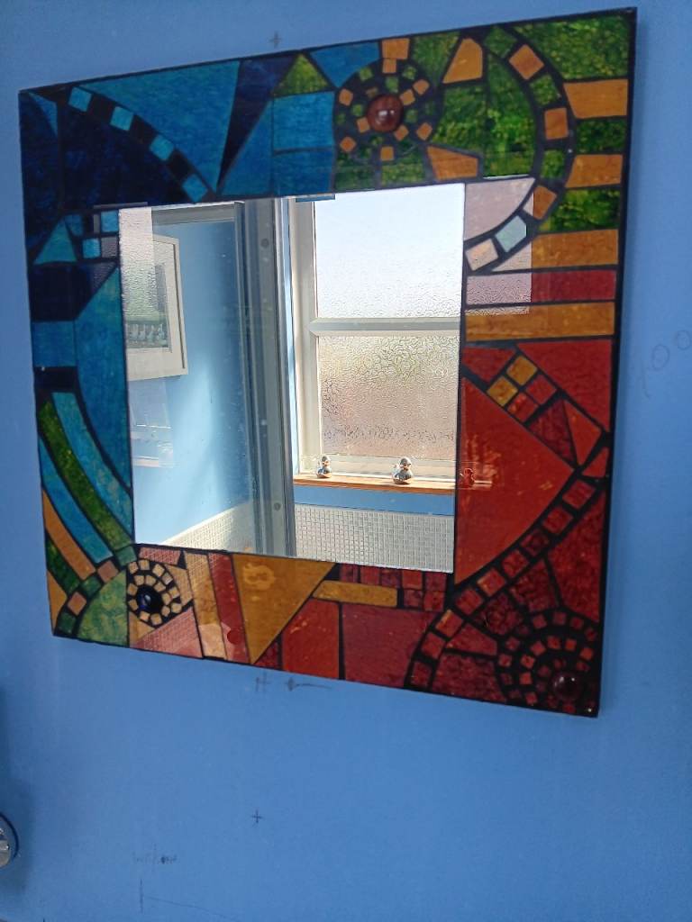 Colourful Square Mosaic Wall Mirror - Decorative Framed Art