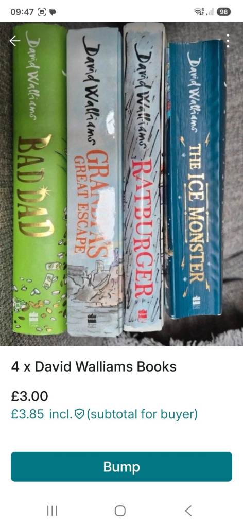 4 David Walliams Books: Bad Dad, Grandpa's Great Escape, Ratburger, Ice Monster