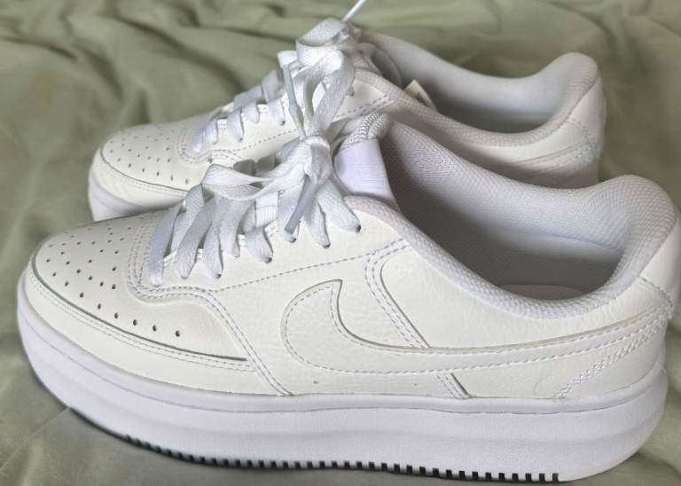Nike Court Vision Alta Platform Trainers - White, UK Size 6