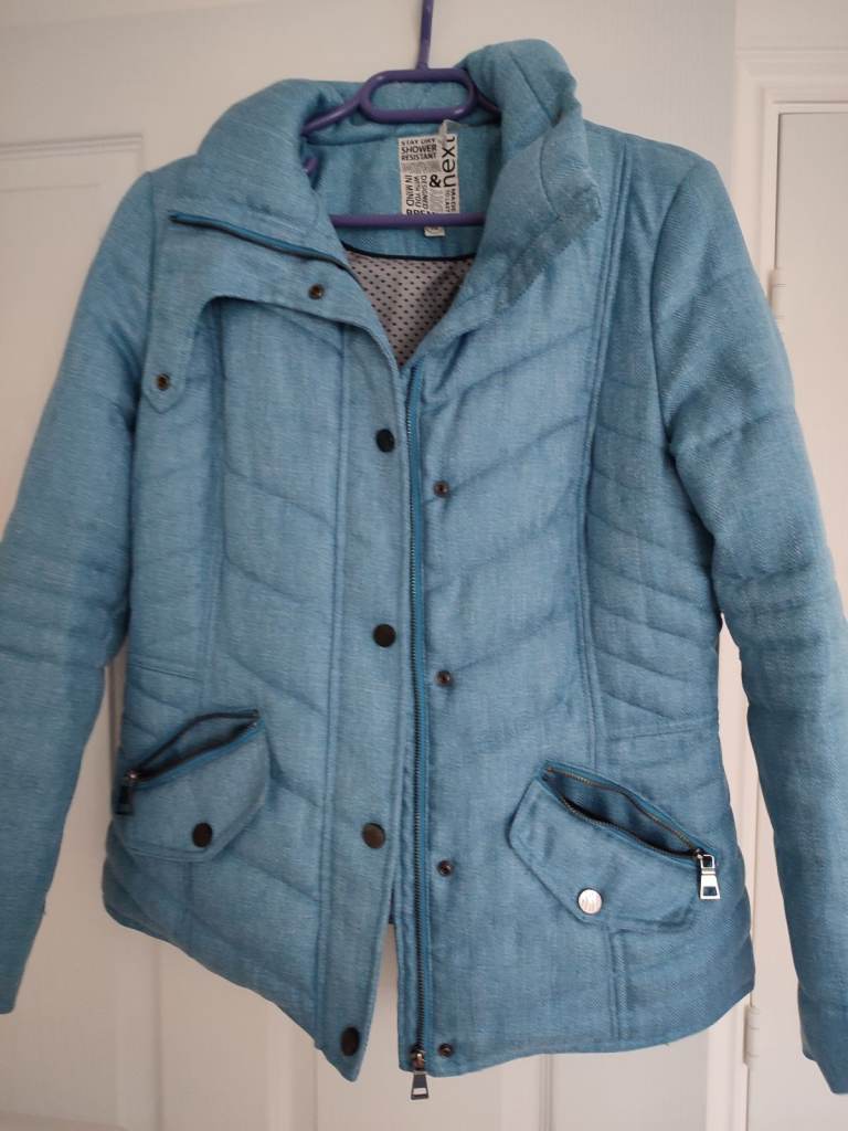 NEXT LADIES LIGHT BLUE THICK PADDED WARM WINTER JACKET SIZE 10 FLEECE POCKETS