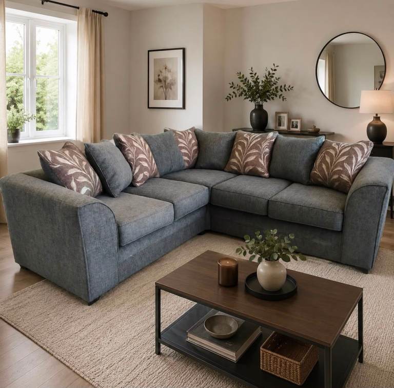 BRAND NEW Barcelona dual arm corner sofa scatter back - cushions included 